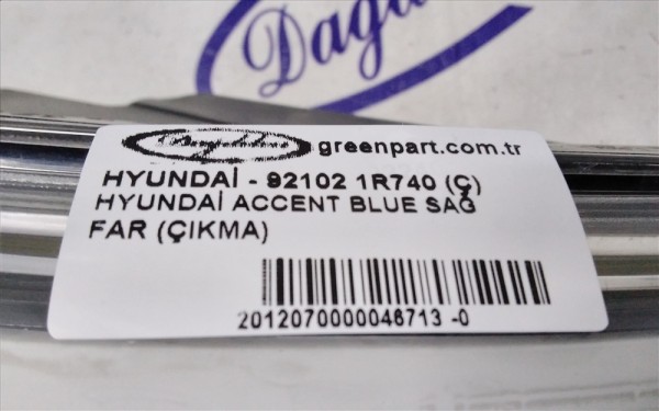 HYUNDAİ ACCENT BLUE SAĞ FAR (ÇIKMA)