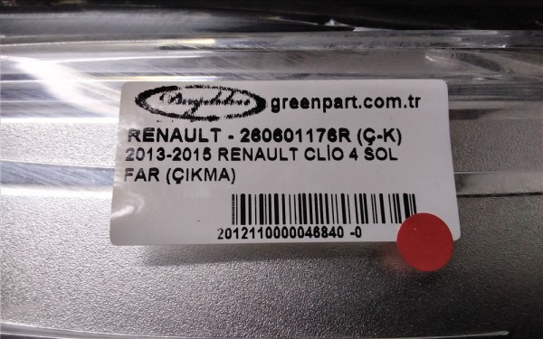 2013-2015 RENAULT CLİO 4 SOL FAR (ÇIKMA)