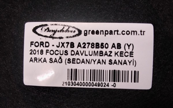 2018 FOCUS DAVLUMBAZ KECE ARKA SAĞ (SEDAN/YAN SANAYİ)