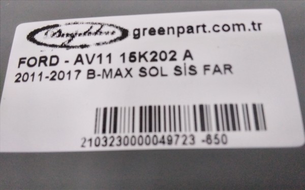 2011-2017 B-MAX SOL SİS FAR