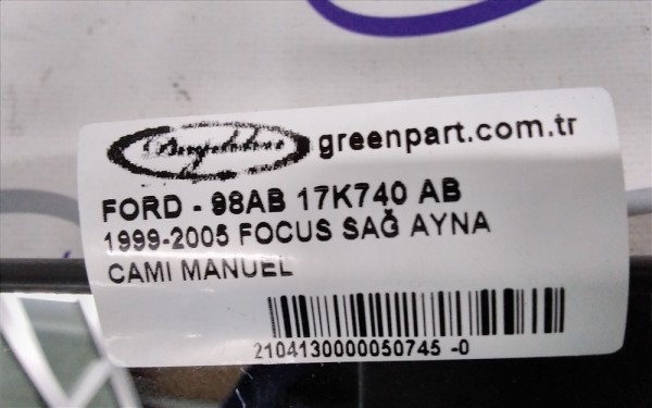 1998-2005 FOCUS SAĞ AYNA CAMI MANUEL