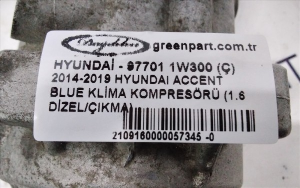 2014-2019 HYUNDAI ACCENT BLUE KLİMA KOMPRESÖRÜ (1.6 DİZEL/ÇIKMA)