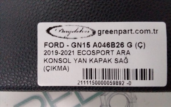 2019-2021 ECOSPORT ARA KONSOL YAN KAPAK SAĞ (ÇIKMA)