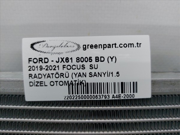 2019-2021 FOCUS  SU RADYATÖRÜ (YAN SANYİ/1.5 DİZEL OTOMATİK)