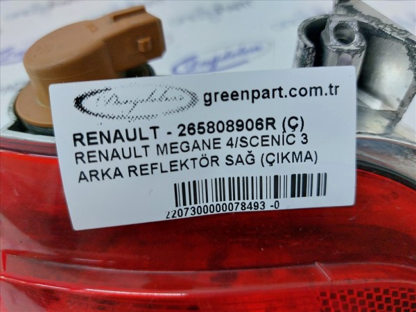 RENAULT MEGANE 4/SCENİC 3 ARKA REFLEKTÖR SAĞ (ÇIKMA)