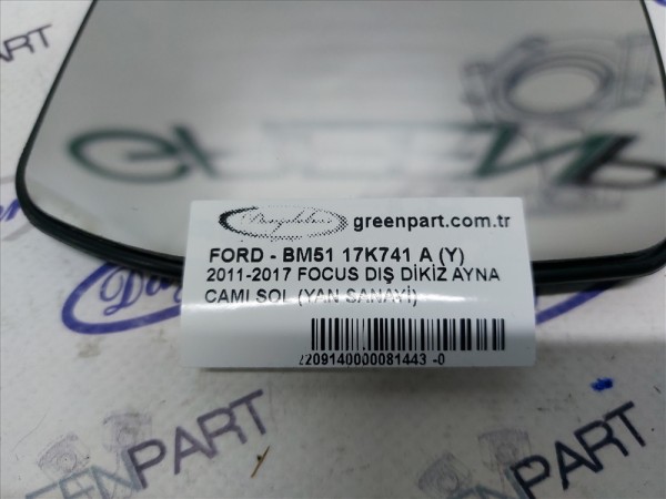 2011-2017 FOCUS DIŞ DİKİZ AYNA CAMI SOL (YAN SANAYİ)