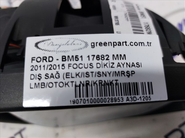2011/2015 FOCUS DİKİZ AYNASI DIŞ SAĞ (ELK/IST/SNY/MRŞP LMB/OTOKTLNR/KRNKT