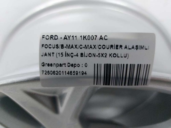 FOCUS/B-MAX/C-MAX/COURİER ALAŞIMLI  JANT (15 İNÇ-4 BİJON-5X2 KOLLU)