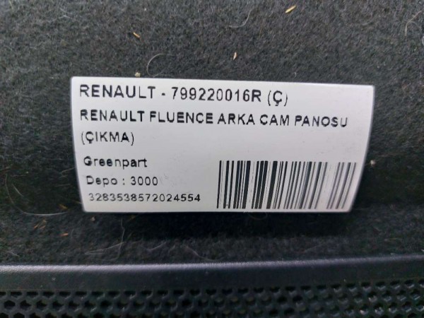 RENAULT FLUENCE ARKA CAM PANOSU (ÇIKMA)