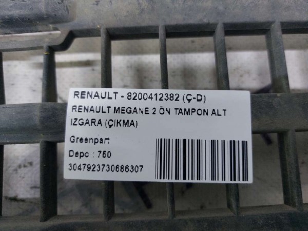 RENAULT MEGANE 2 ÖN TAMPON ALT IZGARA (ÇIKMA)