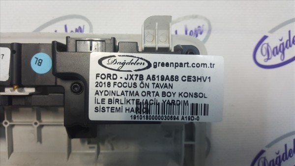 2018- Ford Focus/Kuga Tavan Aydınlatması - JX7B A519A58 CE3HV1