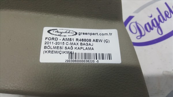 2011-2015 C-MAX BAGAJ BÖLMESİ SAĞ KAPLAMA (KREM/ÇIKMA)