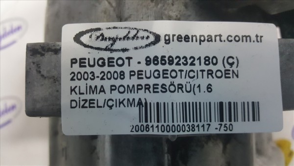 2003-2008 PEUGEOT/CITROEN KLİMA POMPRESÖRÜ(1.6 DİZEL/ÇIKMA)